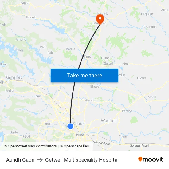 आउंध गाव to गेटवेल मल्टीस्पेशलिटी अस्पताल map