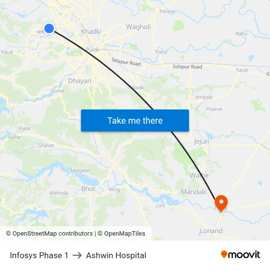 इन्फोसिस फेज 1 to अश्विन अस्पताल map