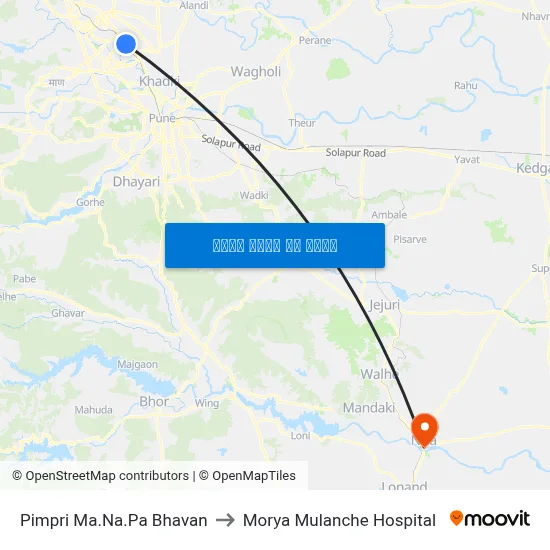 पिंपरी मा.न.पा भवन to मोर्या मुलांचे अस्पताल map