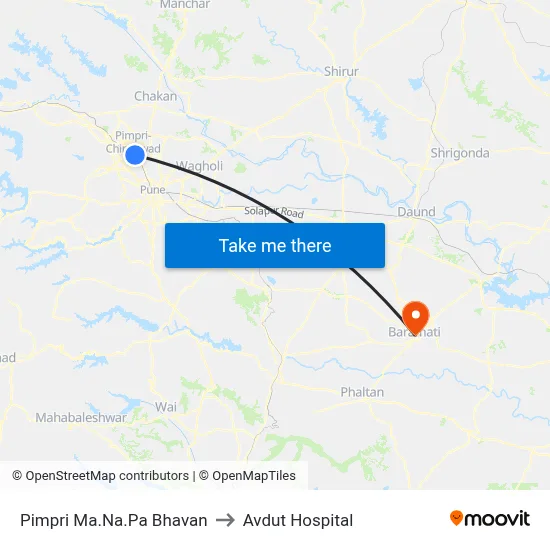 पिंपरी मा.न.पा भवन to अवदुत अस्पताल map