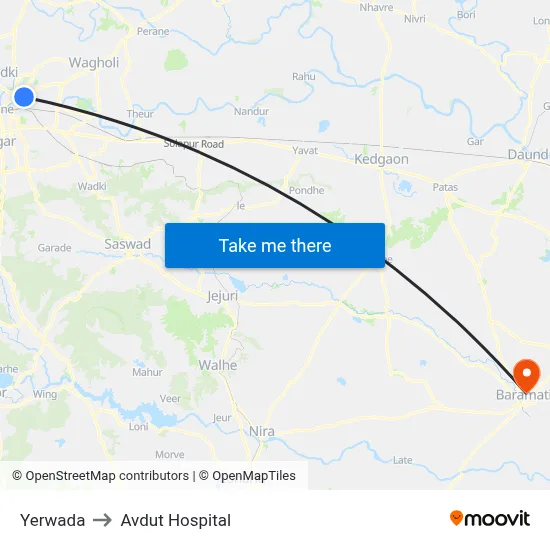 येरवडा to अवदुत अस्पताल map