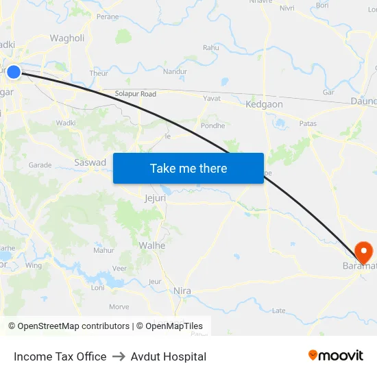 आयकर कार्यालय to अवदुत अस्पताल map