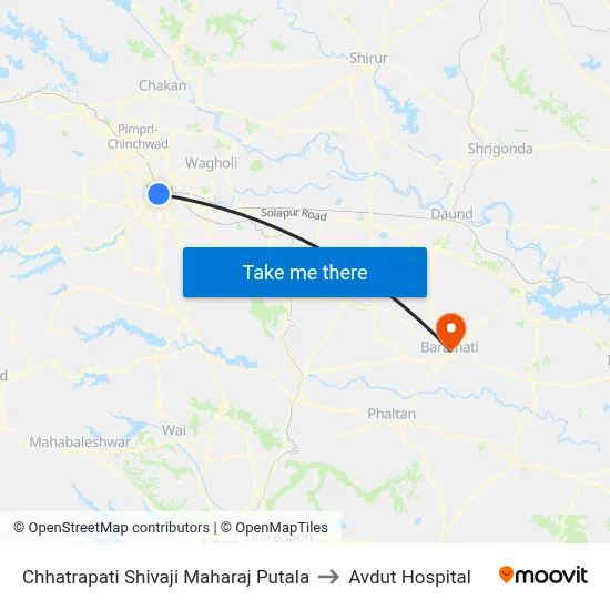 छत्रपति शिवाजी महाराज पुतळा to अवदुत अस्पताल map