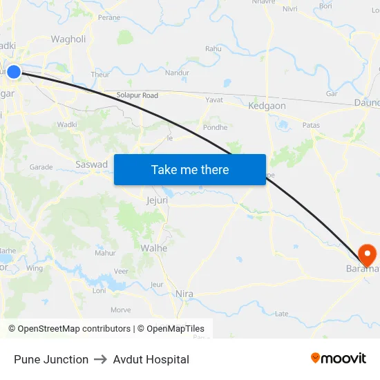 पुणे जंक्शन to अवदुत अस्पताल map