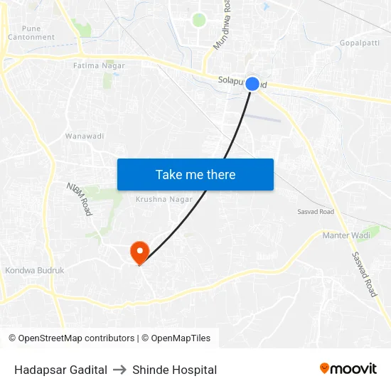 हडपसर गडीटाल to शिंदे अस्पताल map