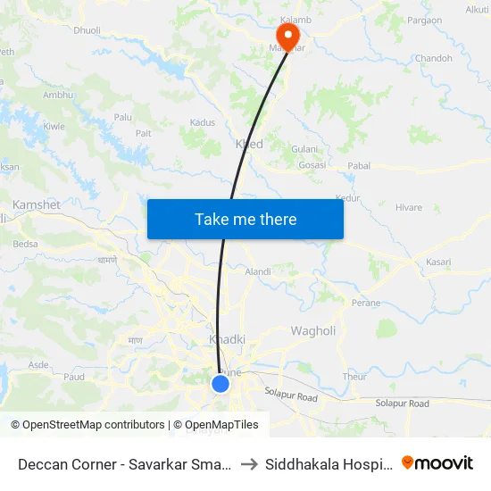 डेक्कन कॉर्नर to सिद्धकला अस्पताल map