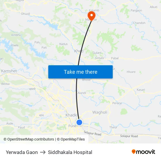 येरवडा to सिद्धकला अस्पताल map