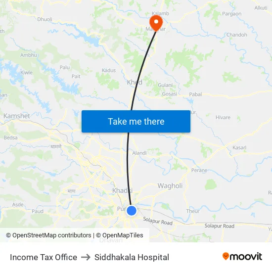 आयकर कार्यालय to सिद्धकला अस्पताल map