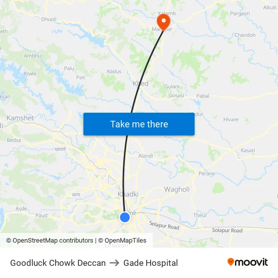 Goodluck Chowk Deccan Gymkhana to गडे अस्पताल map