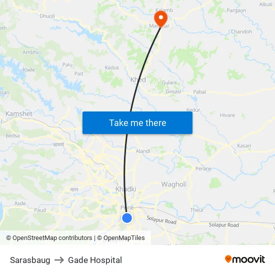 सरस्बाग to गडे अस्पताल map