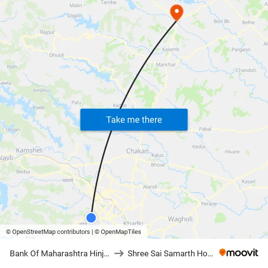 बैंक ऑफ महाराष्ट्र हिंजवाड़ी to श्री साई समर्थ अस्पताल map