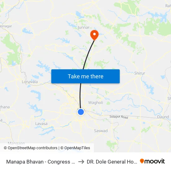 मा.न.पा कांग्रेस भवन to डॉ. डोले जनरल अस्पताल map