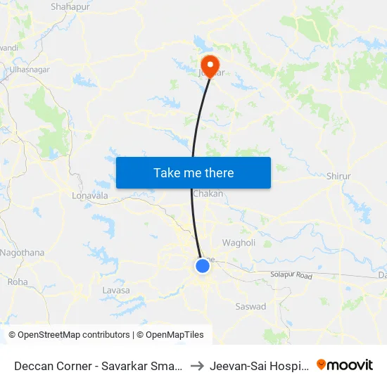 डेक्कन कॉर्नर to जीवन-साई अस्पताल map