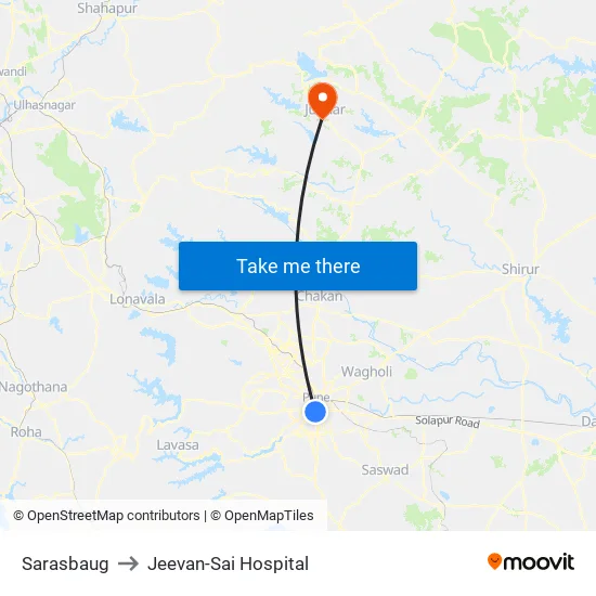 हीराबाग to जीवन-साई अस्पताल map