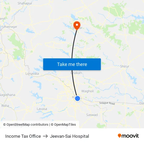 आयकर कार्यालय to जीवन-साई अस्पताल map