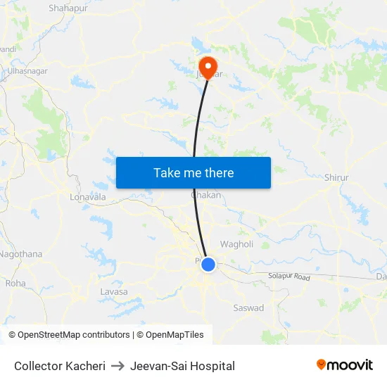 कलेक्टर कचेरी to जीवन-साई अस्पताल map