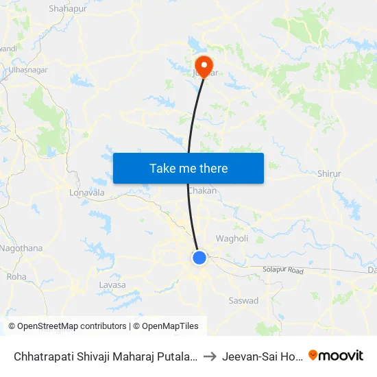 छत्रपति शिवाजी महाराज पुतळा to जीवन-साई अस्पताल map