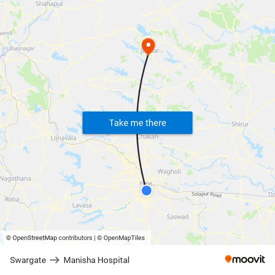 स्वारगेट to मनीषा अस्पताल map