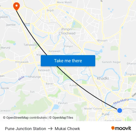 Pune Junction Station to Mukai Chowk map