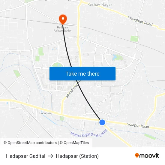हडपसर गडीटाल to Hadapsar (Station) map