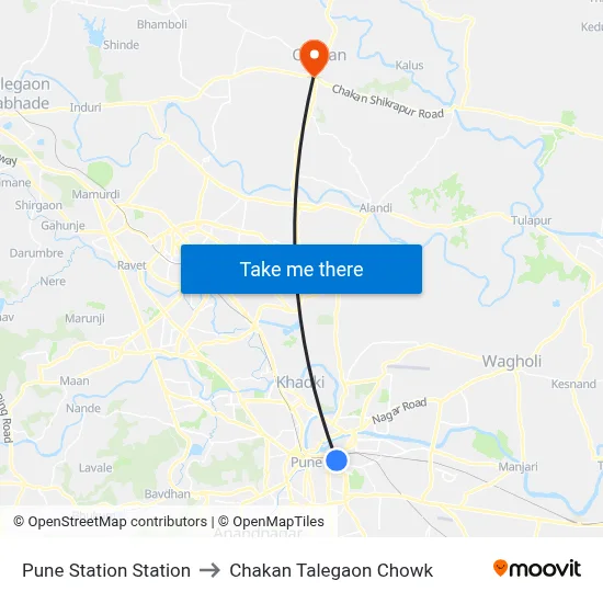 Pune Station Station to चाकण तळेगाव चौक map