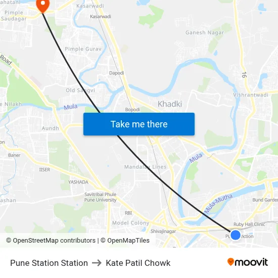 Pune Station Station to काटे पाटील चौक map