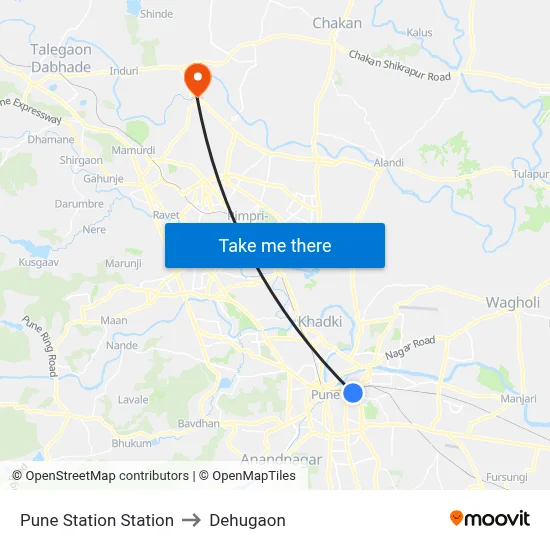 Pune Station Station to देहूगाव map