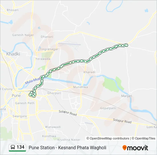 134 Bus Line Map