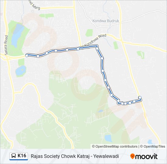 K16 Bus Line Map