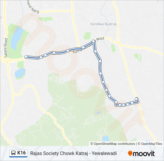 K16 bus Line Map