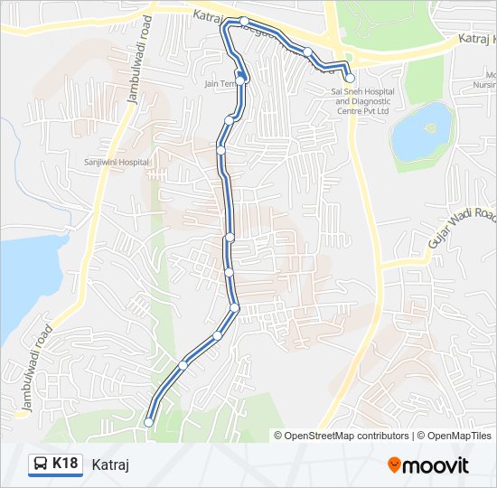 K18 Bus Line Map