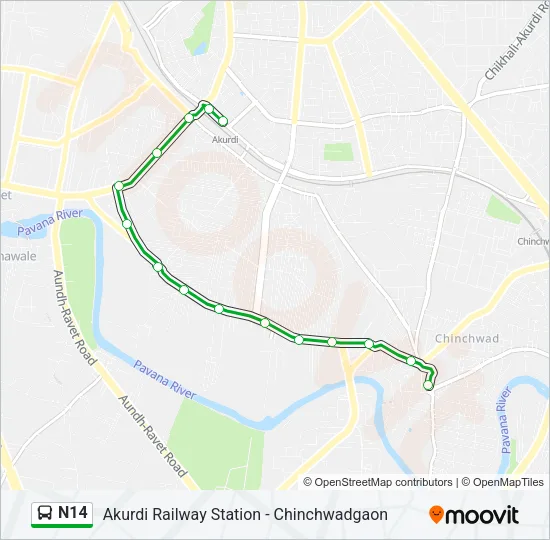 N14 Bus Line Map