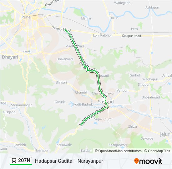 207N Bus Line Map