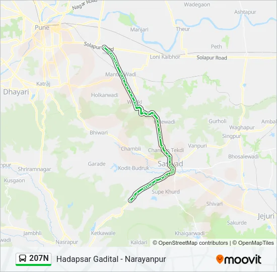 207N Bus Line Map