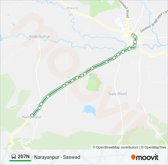 207N Bus Line Map