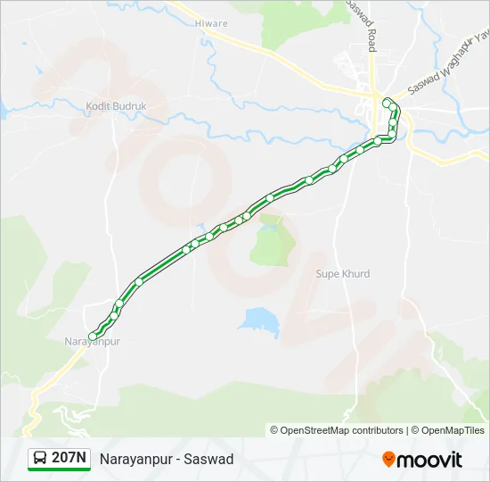 207N Bus Line Map