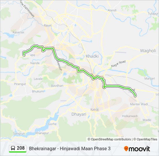 208 Bus Line Map