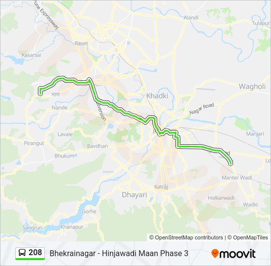 208 Bus Line Map