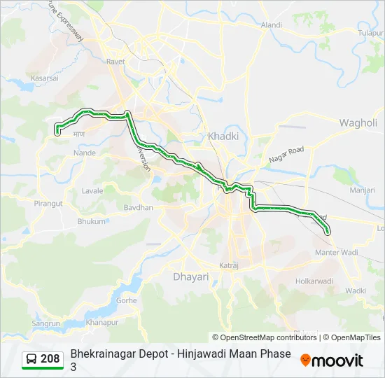 208 Bus Line Map