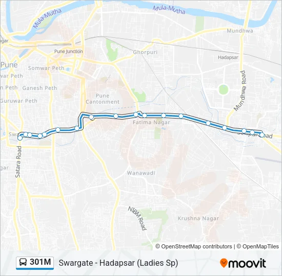 301M Bus Line Map