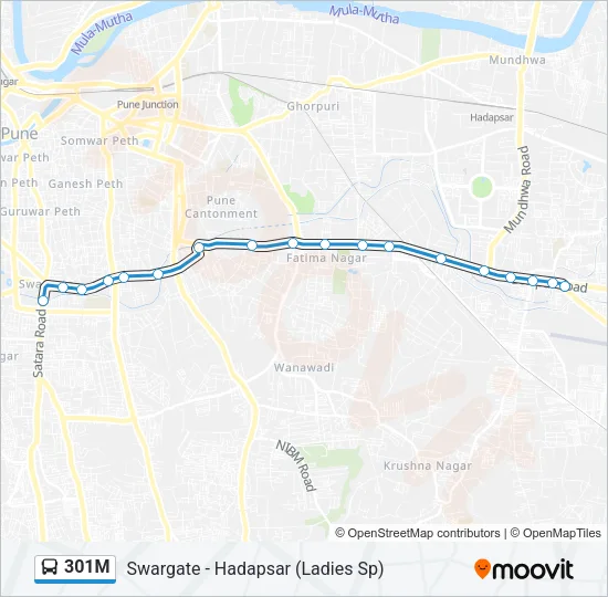 301M Bus Line Map