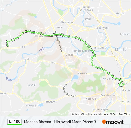 100 bus Line Map