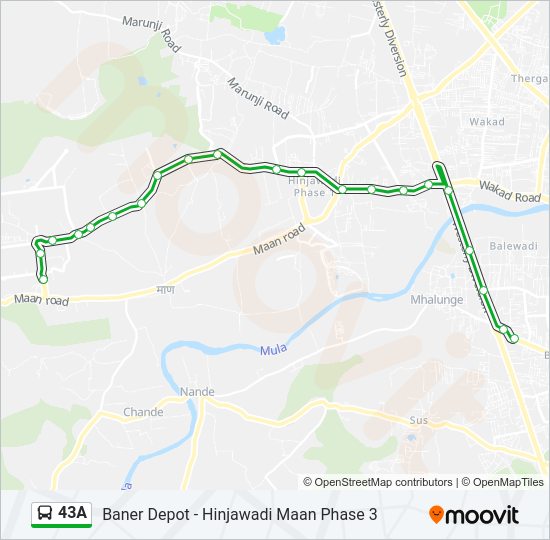 43A bus Line Map