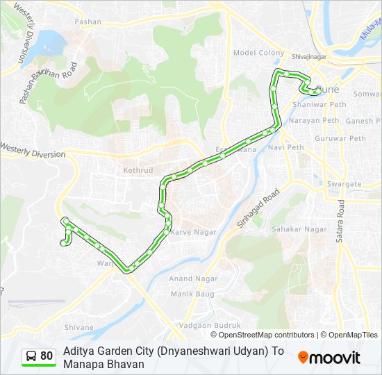 80 Bus Line Map