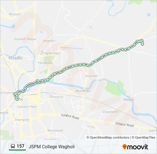 157 bus Line Map