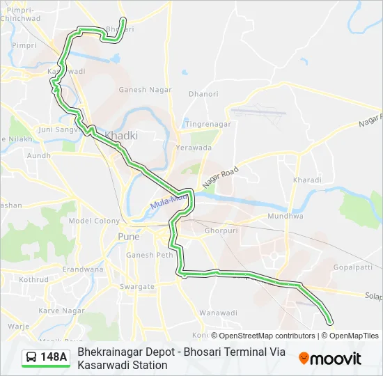148A Bus Line Map