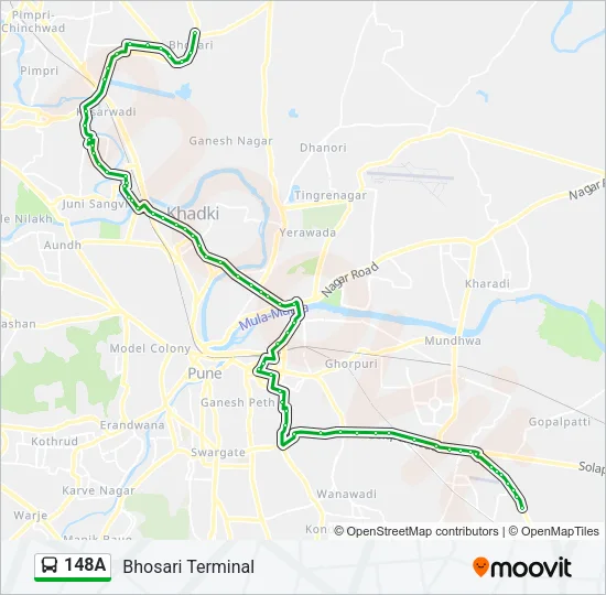 148A Bus Line Map