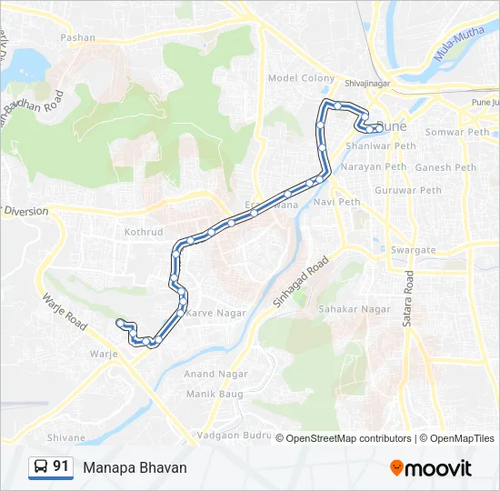 91 Bus Line Map