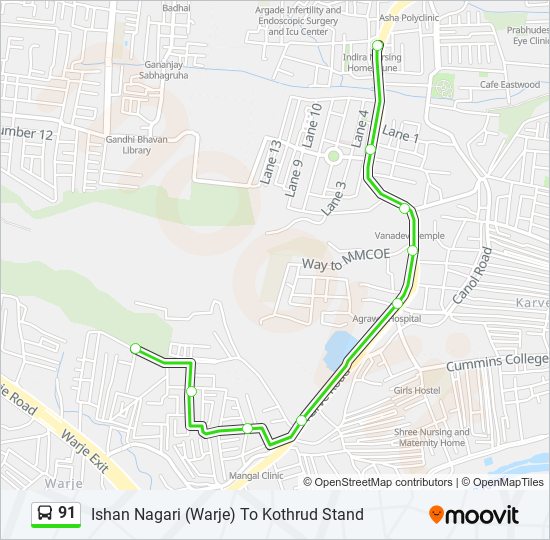 91 bus Line Map