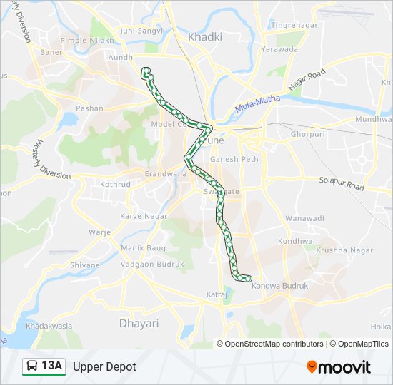 13A bus Line Map